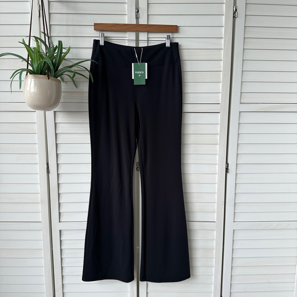New Halara Flex High Waisted Back Side Pocket Flare Work Pants Black Size M